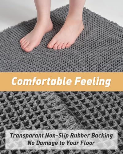 Upgraded Waffle Bath Mat Ultra Absorbent Non Slip Bathroom Mat