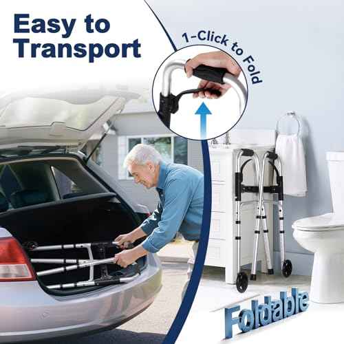 Folding Walkers for Seniors with Basket and Ski Glides