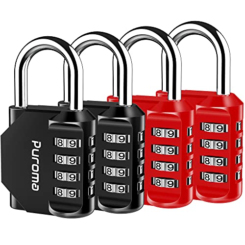 4 Combination Lock Locker 4 Digits Combo Padlock Gym Red & Black