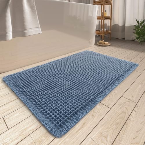 Blue Quick Dry Washable Bathroom Rugs (6 Sq Ft)