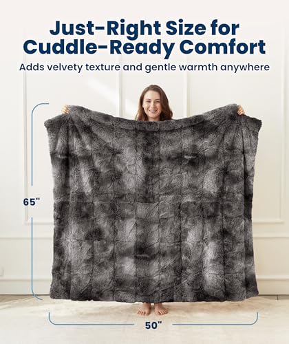 Soft & Comfortable Gray Faux Fur Throw Blanket for Couch