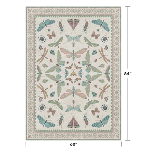 5x7 Pink and Green Nursery Rug (35 Sq Ft)
