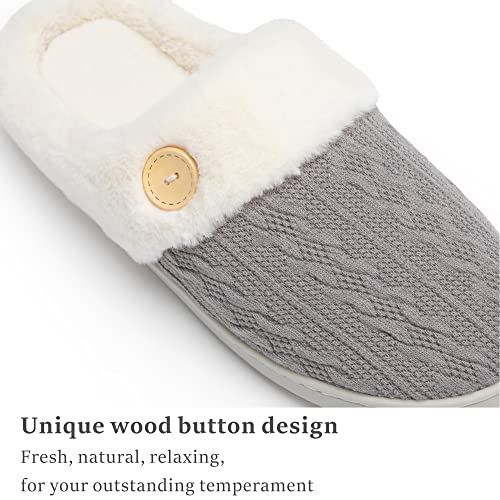Womens Slipper Warm Comfy Memory Foam House Slippers Knitted Shoes Faux Fur Lined Anti