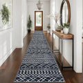 Long Hallway Runner Rug 2.6x16 Washable Moroccan Vintage Black Boho