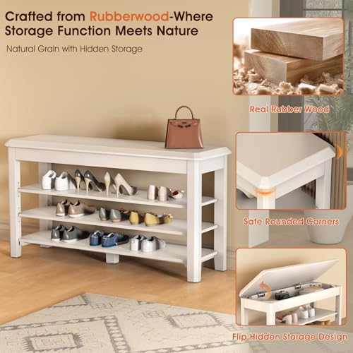 Shoe Rack Bench Seat Rubberwood 3