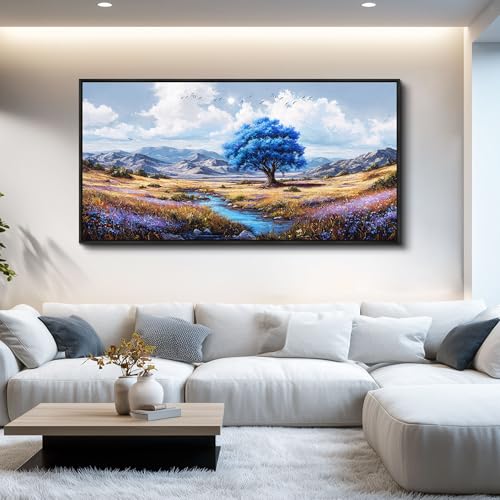 Framed Wall Art Rustic Modern Nature Wall Art Canvas Art Wall Decor Spring Scene Wall Art Decor Artwork Mountain Large Wall Art Prints for Room Living Room Bedroom Office Decor 24X48 inch