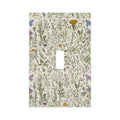 Floral Vintage Garden Plants Herbs Flowers Botanical Single Toggle Light Switch Covers Decorative Mustard Green 1 Gang Wall Plate Electrical Dimmer Switchplate Faceplate for Country Home Decor