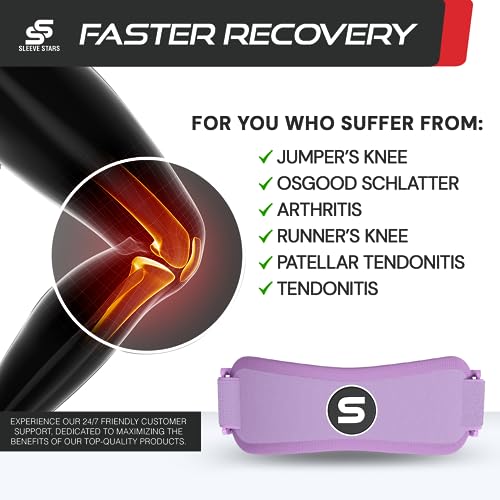 Sleeve Stars Swedish Brand Patellar Tendon Support Strap for Women & Men Effective Osgood Schlatter Knee Brace Youth & Kids Knee Brace with 3 Adjustable Length fits 12" (2 Count)