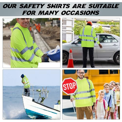 4 Pcs Reflective Safety T Shirt High Visibility Work Shirts Sun Protection Construction