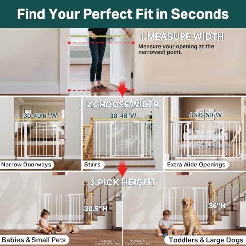36.6 59" Extra Wide Baby Gate for Stairs