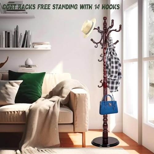 73" Wooden Coat Rack Stand