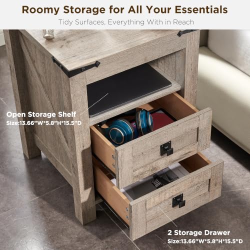 18" Farmhouse Nightstand Set of 2