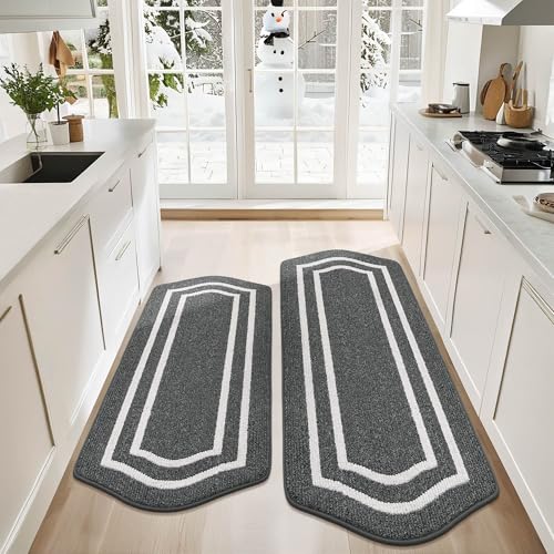 Long Kitchen Floor Mats and Rugs 2PCS Nonslip Washable