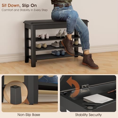 Shoe Rack Bench Seat Rubberwood 3