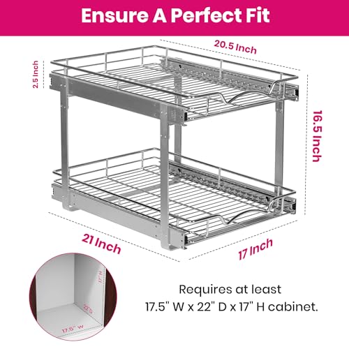 2-Tier Pull-Out Cabinet Organizer for Kitchen, 17" W x 21”D x 16.5" H - Bel Marant