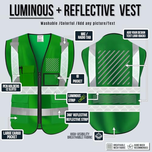 Luminous Safety Vest Customize Your Logo Work Vest with Luminous Hi