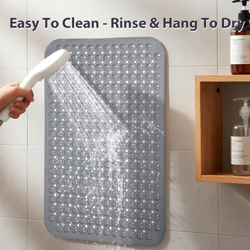 Large Shower Mat Bathtub Mat Bath Mat Non Slip Gray 21.5"x33.5"