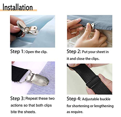 4Pcs Adjustable Bed Sheet Straps Clips