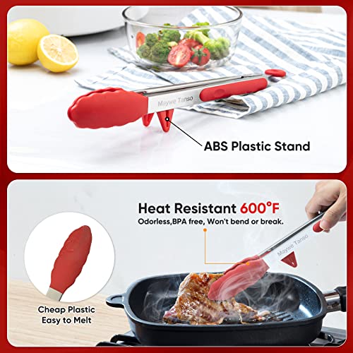 5 Pack Kitchen Tongs for Cooking with Silicone Tip
