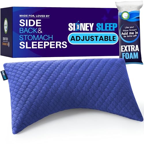 Adjustable Bed Pillow for Neck and Shoulder Support with Extra Shredded Fill