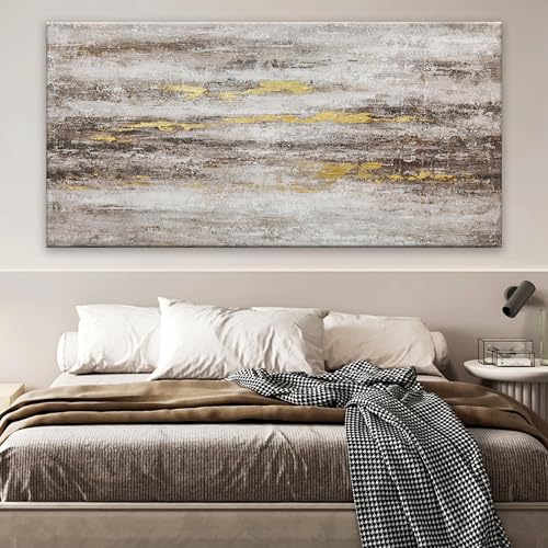 Brown Grey Abstract Canvas Wall Art Decor For Living Room