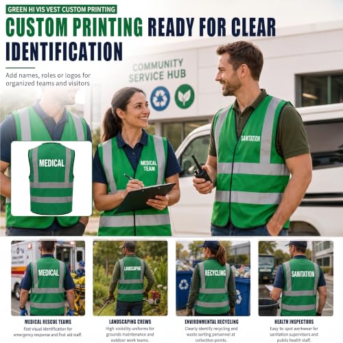 Custom Text 4XL 5XL Green Hi Vis Safety Vest