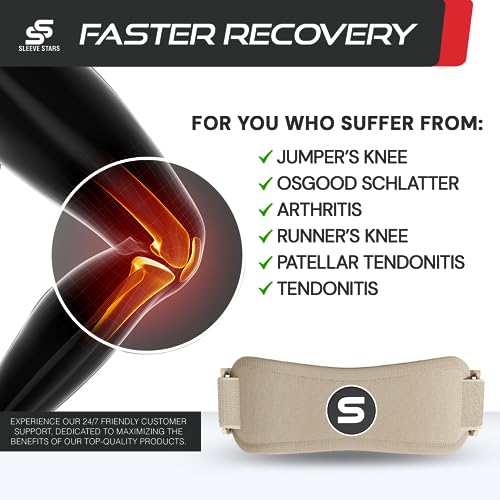 Sleeve Stars Swedish Brand Patellar Tendon Support Strap for Women & Men Effective Osgood Schlatter Knee Brace Youth & Kids Knee Brace with 3 Adjustable Length fits 12"