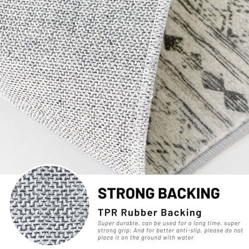 Washable Rugs for Entryway 2x3 Grey Moroccan Boho Small Area Rug