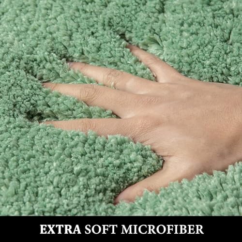 Sage Green Bathroom Runner Rugs Soft Microfiber Bath Mat 24x48 Inch