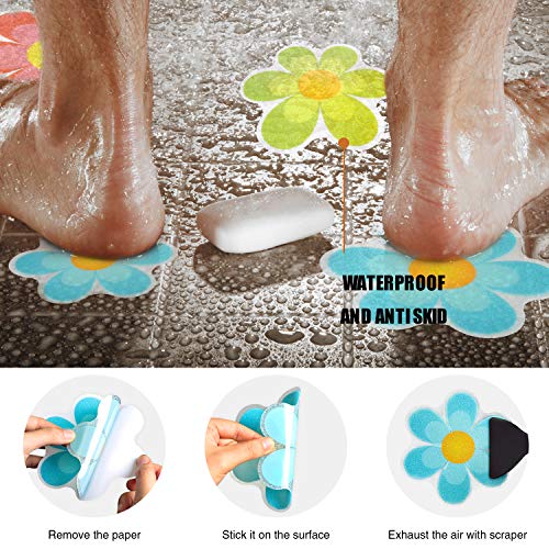 10PCS Flower Bathtub Non Slip Stickers with Scraper