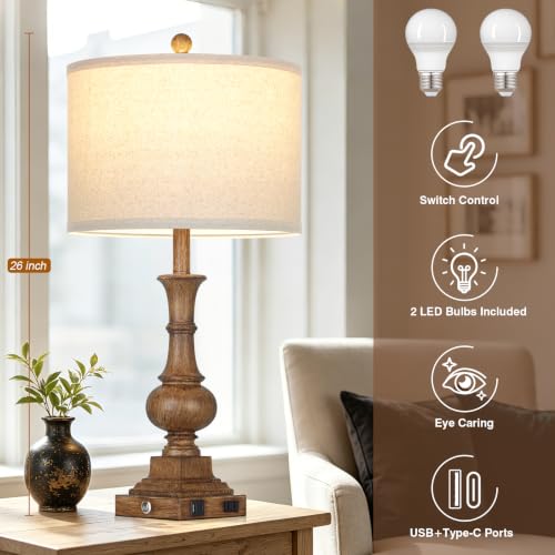 26" Tall Farmhouse Table Lamps Set of 2 (2 Count)