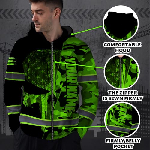 Hi Vis Reflective Zip Up Hoodie