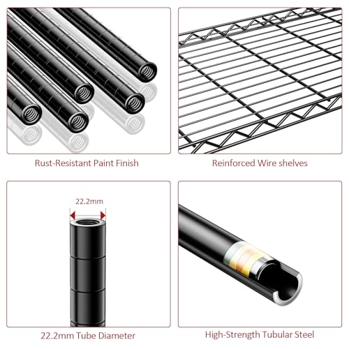 6 Tier Heavy Duty Metal Wire Shelving Unit