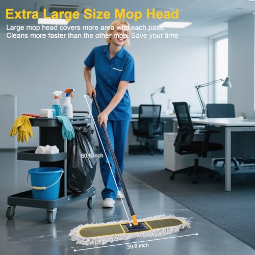 36" Commercial Dust Mop for Floor Cleaning with 1 Refill (2 Count)