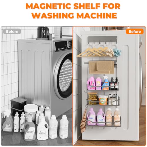 5 Pack Multifunctional Magnetic Shelves for Refrigerator Spice Rack & Washing Machine Organize (5 Count)