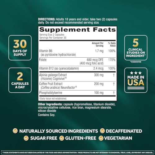 Ultra Brain Supplements for Memory and Focus (60 Count)