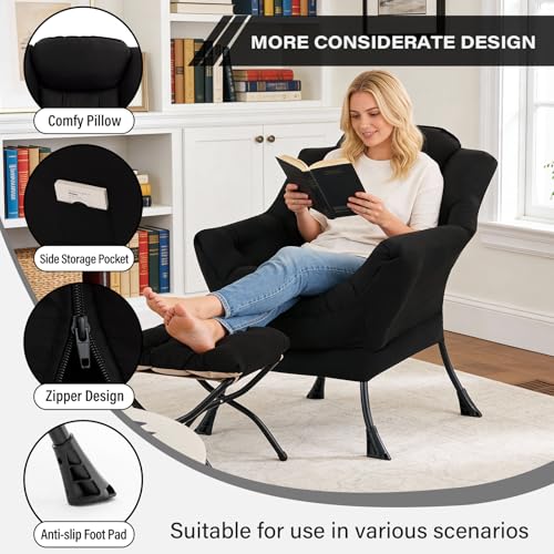 Modern Lazy Chair with Ottoman
