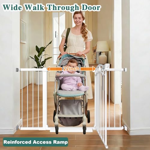 65.4" 68.1" Extra Wide Press Mounted Baby Gate Indoor for Kids Or Pets Walk Thru No Drill Long Dog Gates for The House Doorway Child Safety Gate