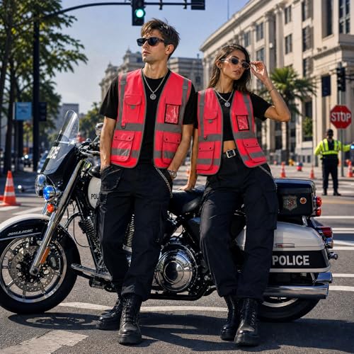 8 Pockets High Visibility Class 2 Reflective Safety Vest for Men & Women Meets ANSI Standards