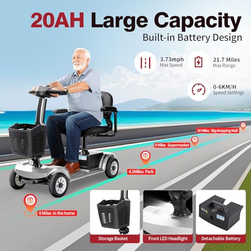 22mi Electric Mobility Scooter for Adults & Seniors