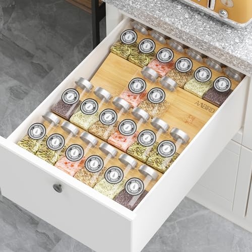 Bamboo Spice Drawer Organizer with Non (4 Count)