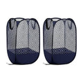 100L Extra Large Mesh Pop Up Laundry Hamper 2 Pack. Blue Travel Basket (2 Count)