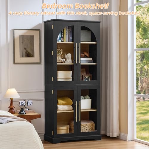 72" Tall Bookshelf with 4 Glass Doors (2 Count)
