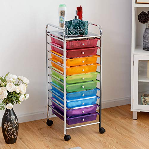 10 Drawer Rolling Storage Cart Scrapbook Paper Office School Organizer