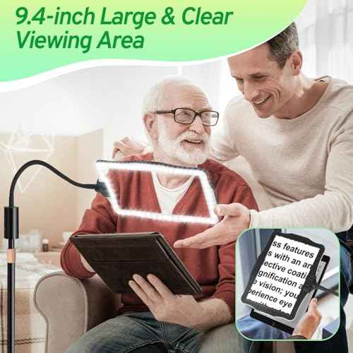 Hands Free Floor Magnifying Glass with Light and Stand 48