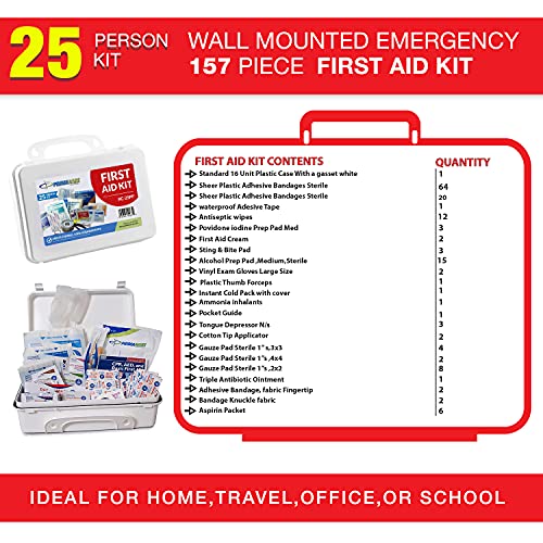 KC 25PP 25 Person Compact First Aid Kit with 157 Pieces Emergency Medical Supplies