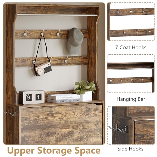 Tall Shoe Cabinet with Coat Rack