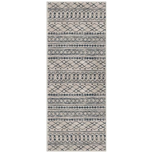 Boho Kitchen Rug 2x5 Light Brown Black Moroccan Washable Runner Rug