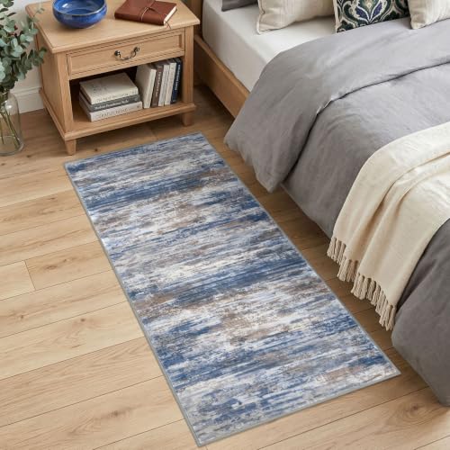 Kitchen Runner Rug for Hallway Modern Runner Rug 2x5 Blue Rust