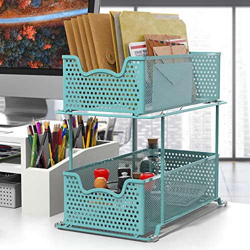 2 Tier Sliding Cabinet Basket Organizer Drawer